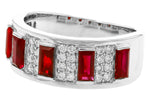 Allison Kaufman Ruby & Diamond Wedding Band in 14K White Gold, 1.69 ctw, alternate view
