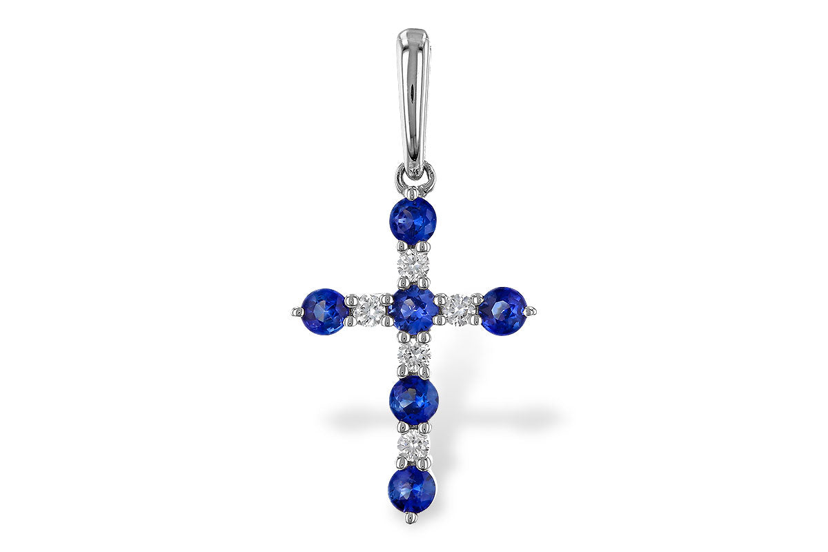Allison Kaufman Sapphire & Diamond Pendant in 14K White Gold, 0.42 ctw