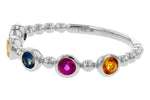 Allison Kaufman Multi-Gemstone Wedding Band in 14K White Gold, 0.52 ctw, alternate view