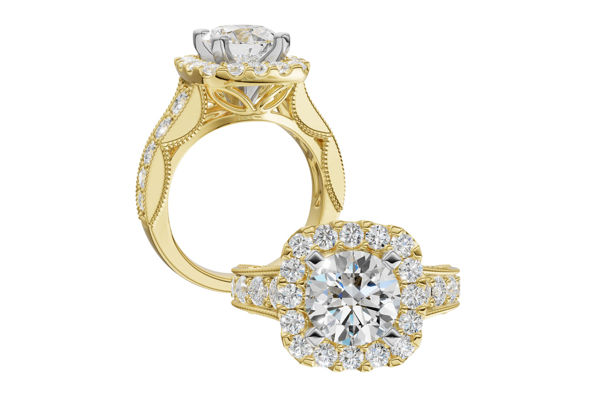 Allison Kaufman Diamond Engagement Ring Semi-Mount in 14K Yellow Gold, 1.30 ctw, alternate view