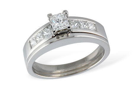Allison Kaufman Princess-Cut Diamond Bridal Set in 14K White Gold, 0.81 ctw