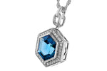 Allison Kaufman London Blue Topaz & Diamond Necklace in 14K White Gold, 3.55 ctw, alternate view