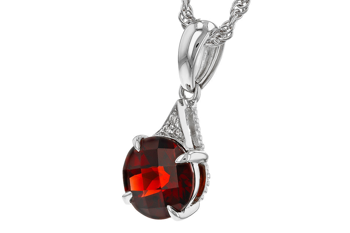 Allison Kaufman Garnet & Diamond Necklace in 14K White Gold, 1.47 ctw, alternate view