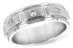 Allison Kaufman Diamond Men's Wedding Band in 14K White Gold, 0.16 ctw