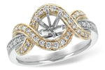 Allison Kaufman Diamond Engagement Ring Semi-Mount in 14K Two-Tone Gold, 0.34 ctw