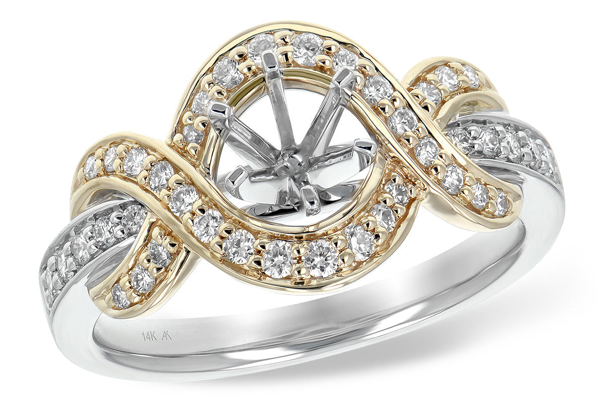 Allison Kaufman Diamond Engagement Ring Semi-Mount in 14K Two-Tone Gold, 0.34 ctw