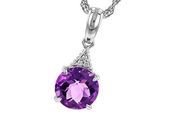Allison Kaufman Amethyst & Diamond Necklace in 14K White Gold, 1.29 ctw