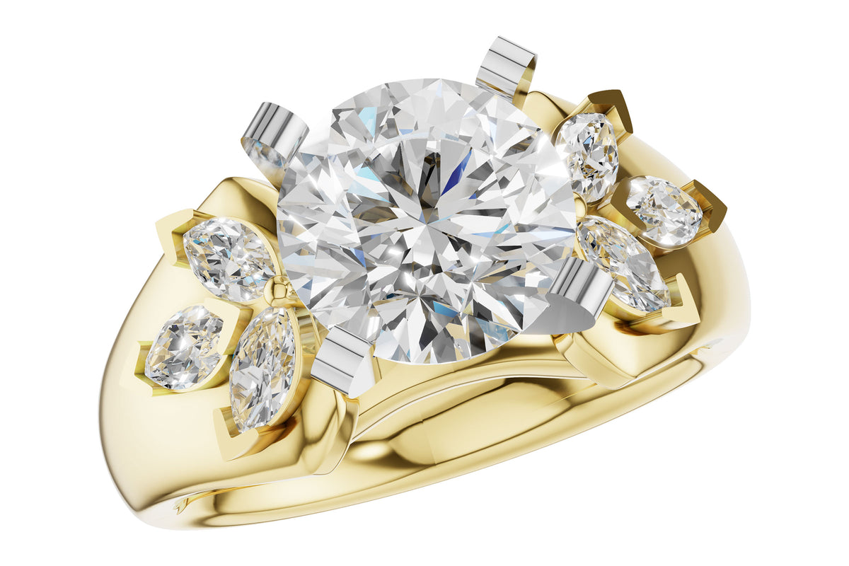 Allison Kaufman Fancy-Cut Diamond Engagement Ring Semi-Mount in 14K Yellow Gold, 0.38 ctw