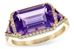 Allison Kaufman Amethyst & Diamond Ring in 14K Yellow Gold, 3.70 ctw