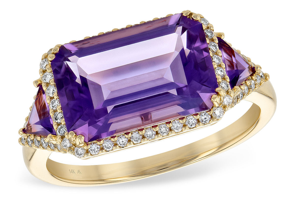 Allison Kaufman Amethyst & Diamond Ring in 14K Yellow Gold, 3.70 ctw