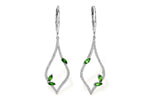 Allison Kaufman Green Garnet & Diamond Earrings in 14K White Gold, 0.77 ctw