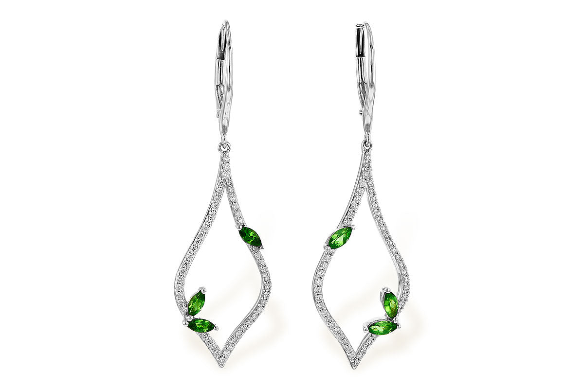 Allison Kaufman Green Garnet & Diamond Earrings in 14K White Gold, 0.77 ctw