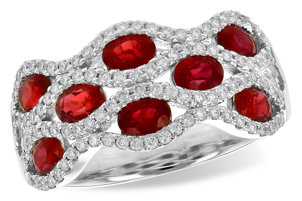 Allison Kaufman Ruby & Diamond Wedding Band in 14K White Gold, 2.18 ctw
