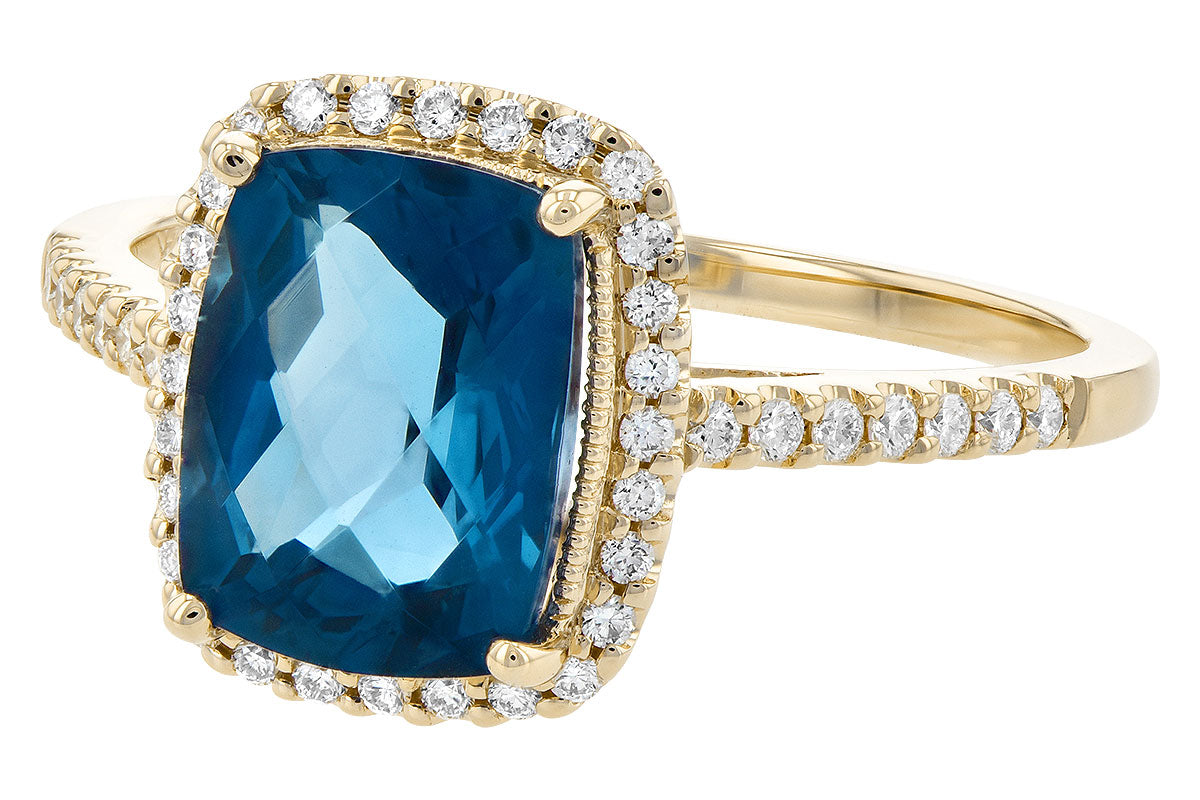 Allison Kaufman London Blue Topaz & Diamond Ring in 14K Yellow Gold, 2.62 ctw, alternate view