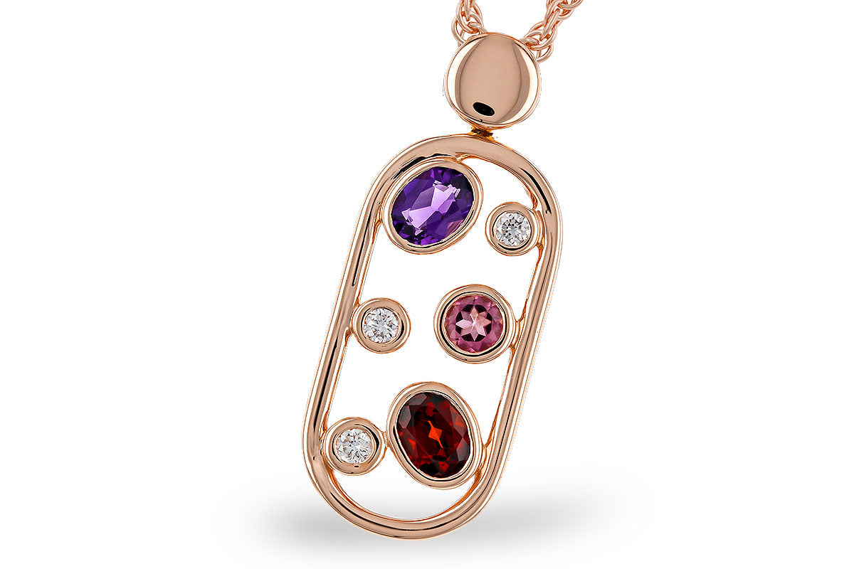 Allison Kaufman Multi-Gemstone & Diamond Necklace in 14K Rose Gold, 0.46 ctw