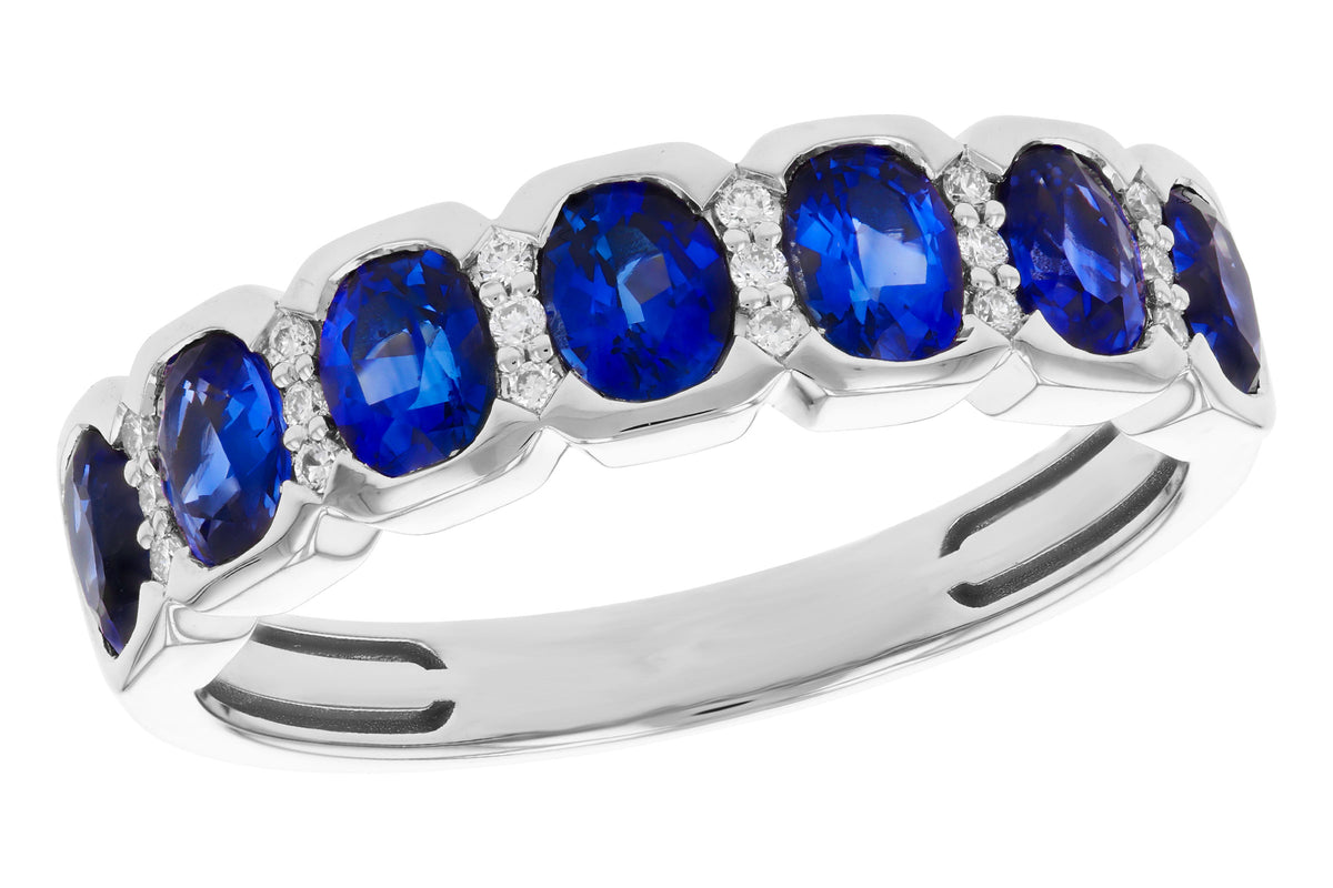 Allison Kaufman Sapphire & Diamond Wedding Band in 14K White Gold, 1.55 ctw