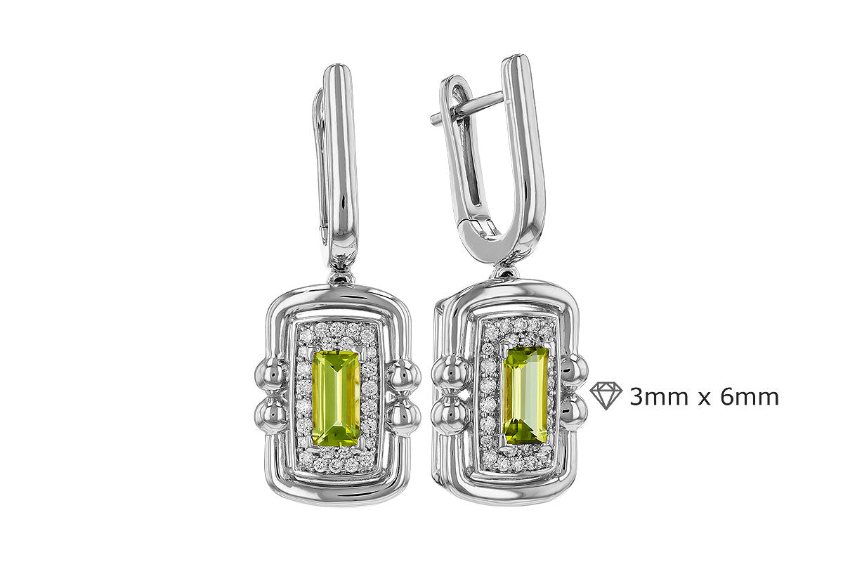 Allison Kaufman Peridot & Diamond Earrings in 14K White Gold, 0.88 ctw, alternate view