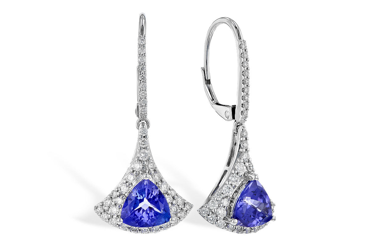 Allison Kaufman Tanzanite & Diamond Earrings in 14K White Gold, 2.82 ctw