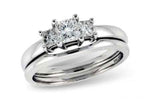 Allison Kaufman Princess-Cut Diamond Bridal Set in 14K White Gold, 0.60 ctw