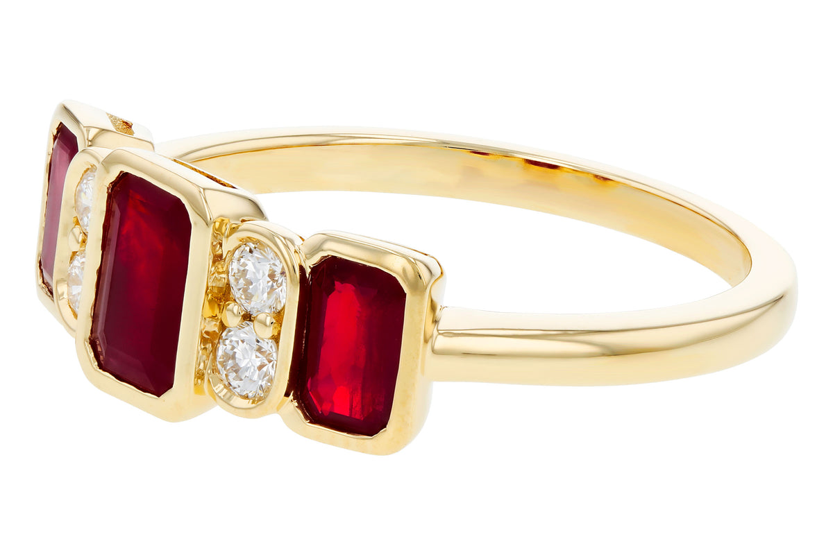Allison Kaufman Ruby & Diamond Ring in 14K Yellow Gold, 1.55 ctw, alternate view