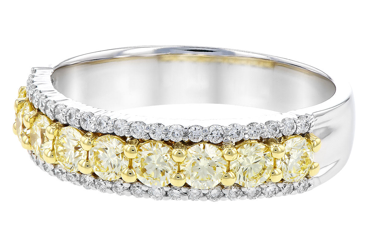 Allison Kaufman Yellow Diamond Wedding Band in 14K Two-Tone Gold, 1.00 ctw, alternate view