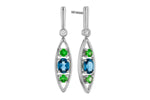 Allison Kaufman London Blue Topaz, Green Garnet & Diamond Earrings in 14K White Gold, 1.14 ctw