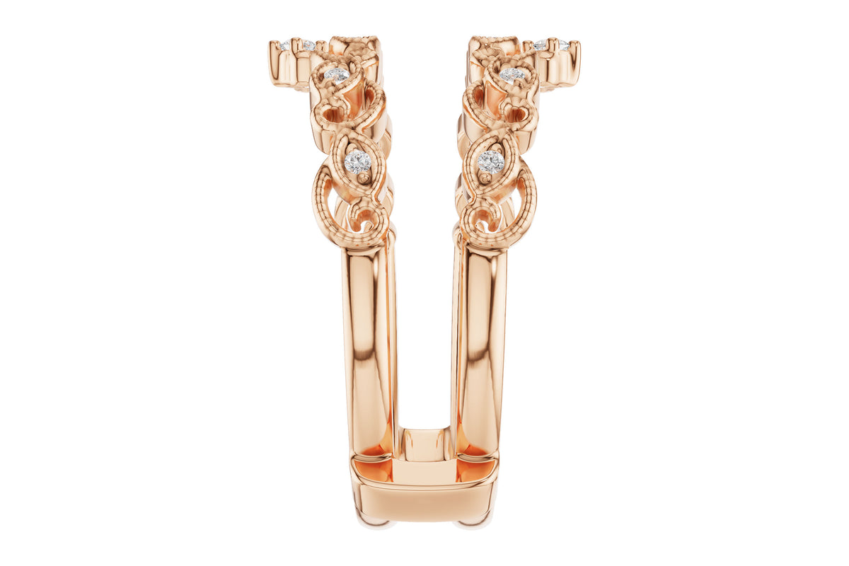 Allison Kaufman Diamond Ring Guard in 14K Rose Gold, 0.08 ctw, alternate view