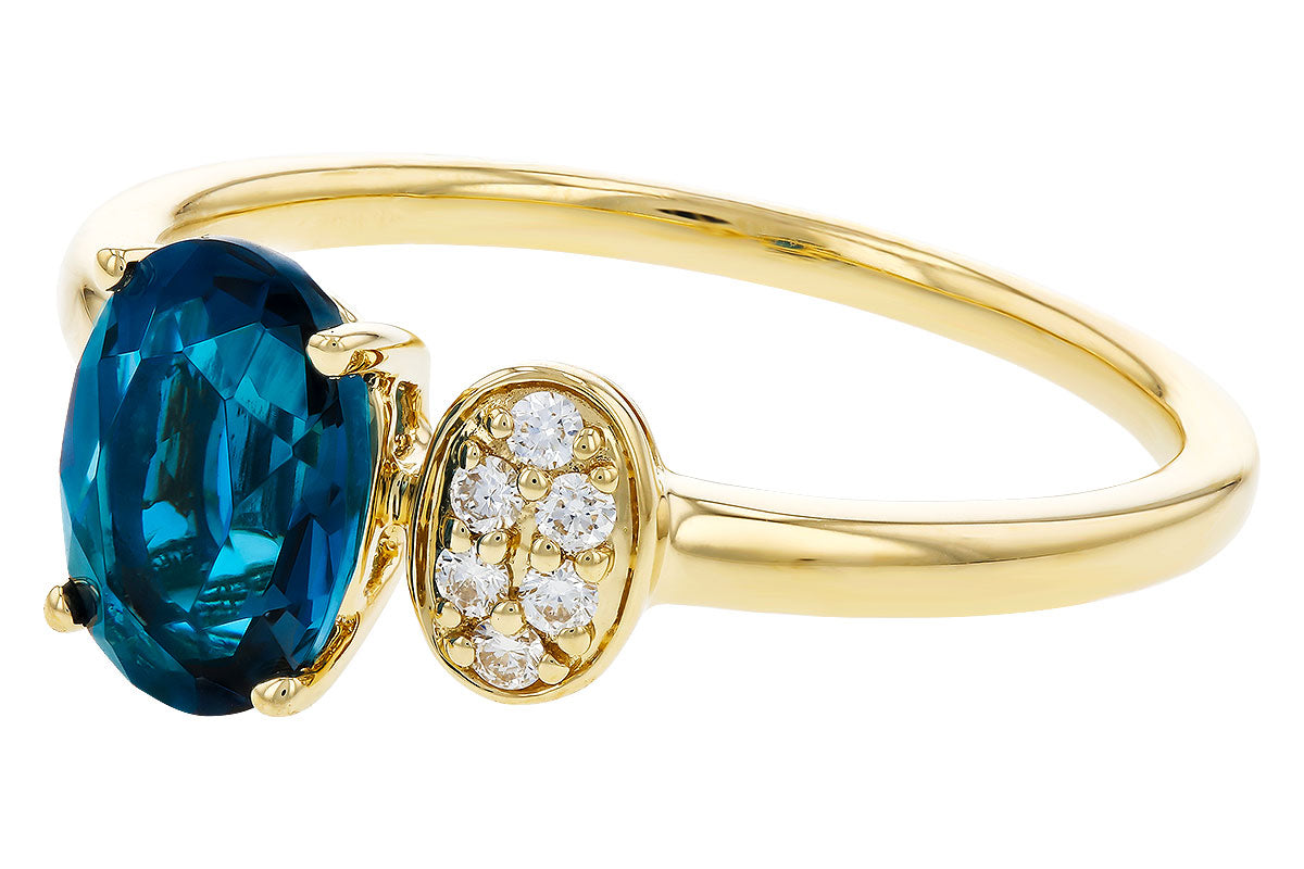 Allison Kaufman London Blue Topaz & Diamond Ring in 14K Yellow Gold, 1.30 ctw, alternate view
