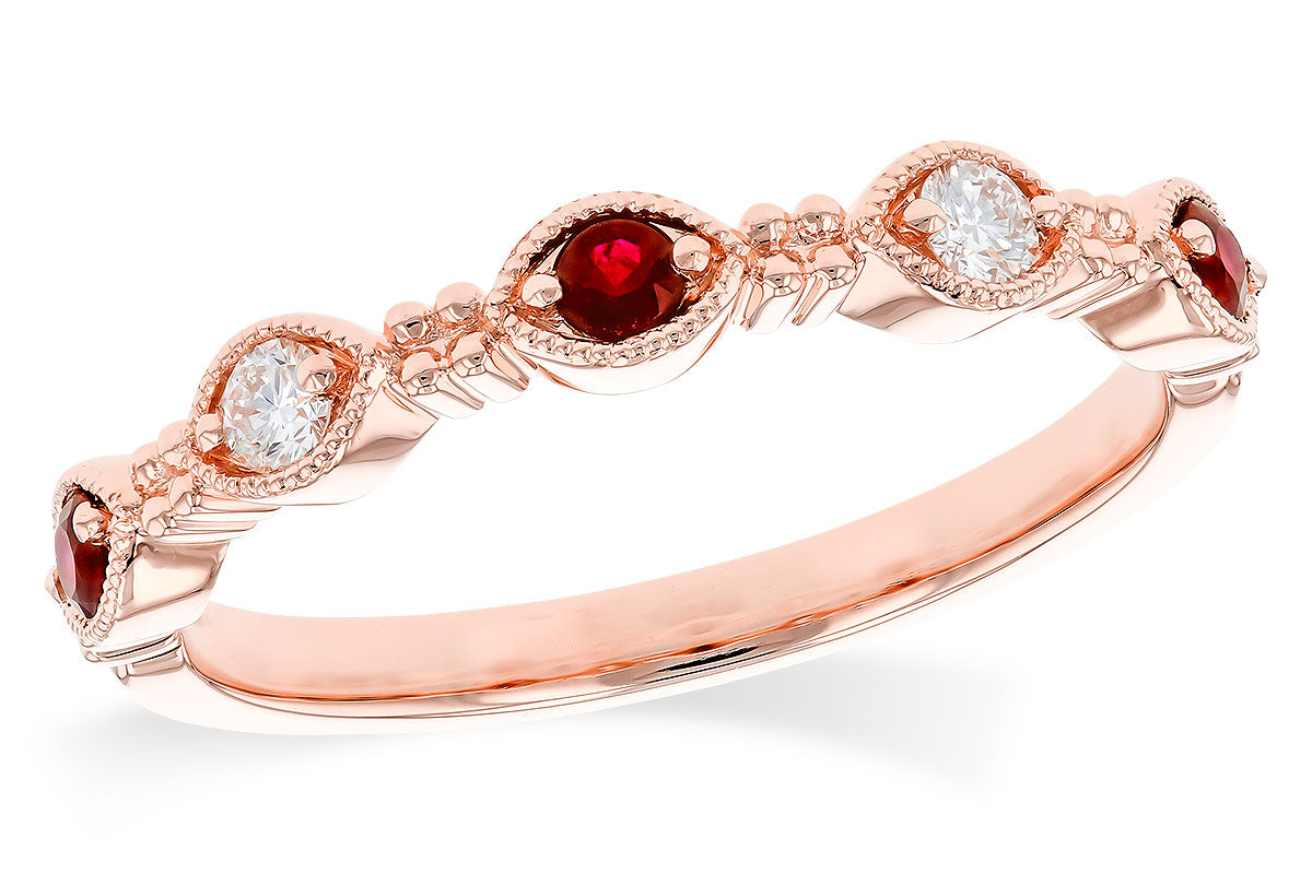 Allison Kaufman Ruby & Diamond Wedding Band in 14K Rose Gold, 0.23 ctw