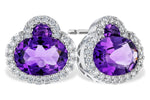 Allison Kaufman Amethyst & Diamond Earrings in 14K White Gold, 2.20 ctw