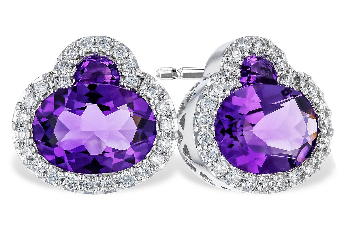 Allison Kaufman Amethyst & Diamond Earrings in 14K White Gold, 2.20 ctw