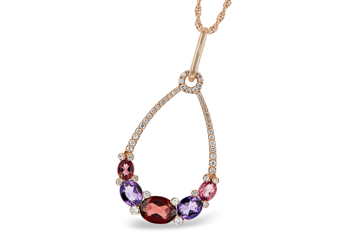 Allison Kaufman Multi-Gemstone & Diamond Necklace in 14K Rose Gold, 1.67 ctw