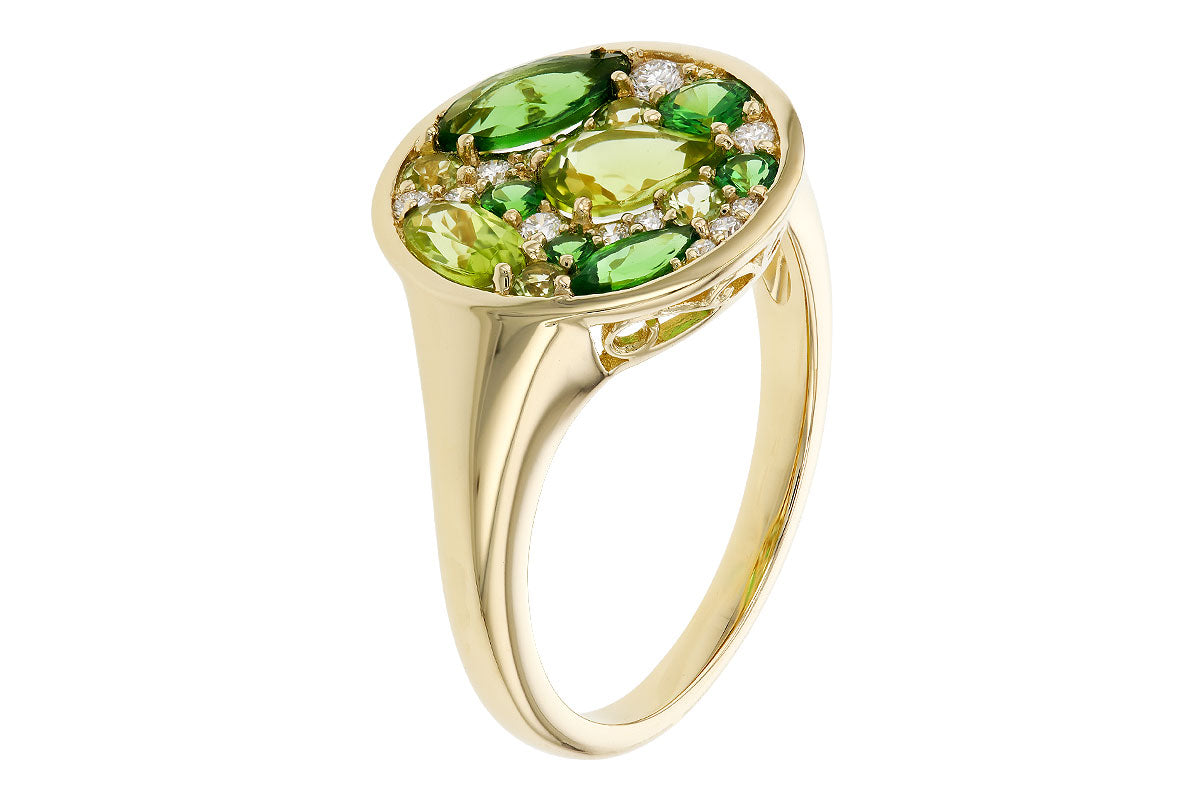 Allison Kaufman Peridot, Tsavorite & Diamond Ring in 14K Yellow Gold, 1.50 ctw, alternate view