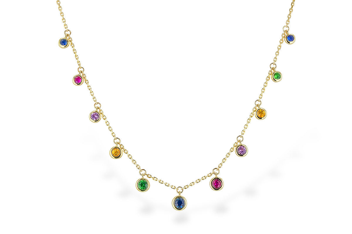 Allison Kaufman Multi-Gemstone Necklace in 14K Yellow Gold, 0.90 ctw