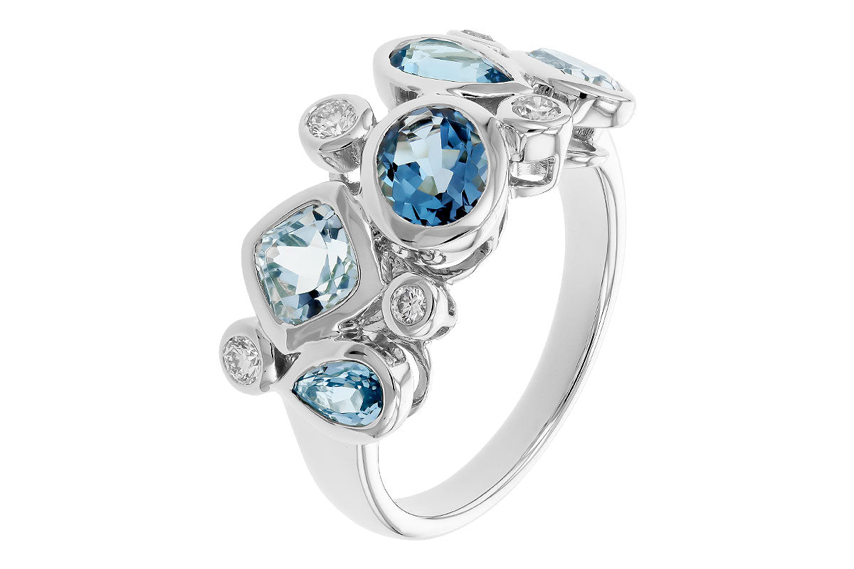 Allison Kaufman Blue Topaz & Diamond Ring in 14K White Gold, 2.75 ctw, alternate view