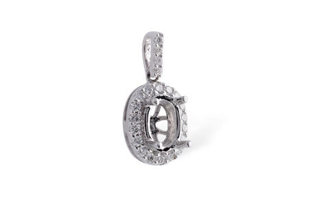 Allison Kaufman Diamond Pendant Semi-Mount in 14K White Gold, 0.15 ctw (P6450)