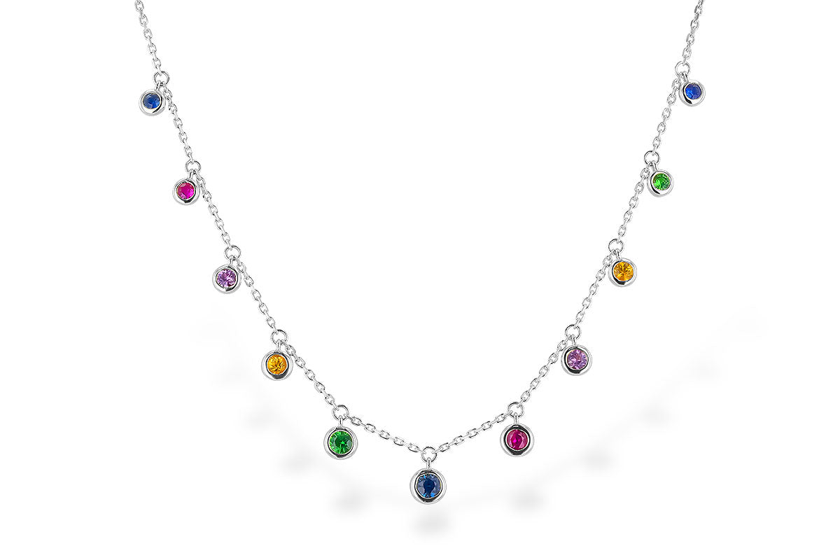 Allison Kaufman Multi-Gemstone Necklace in 14K White Gold, 0.90 ctw