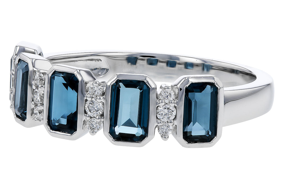 Allison Kaufman London Blue Topaz & Diamond Ring in 14K White Gold, 1.58 ctw, alternate view