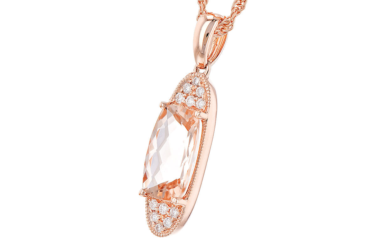 Allison Kaufman Morganite & Diamond Necklace in 14K Rose Gold, 1.65 ctw, alternate view