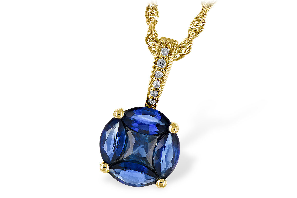 Allison Kaufman Sapphire & Diamond Necklace in 14K Yellow Gold, 0.77 ctw