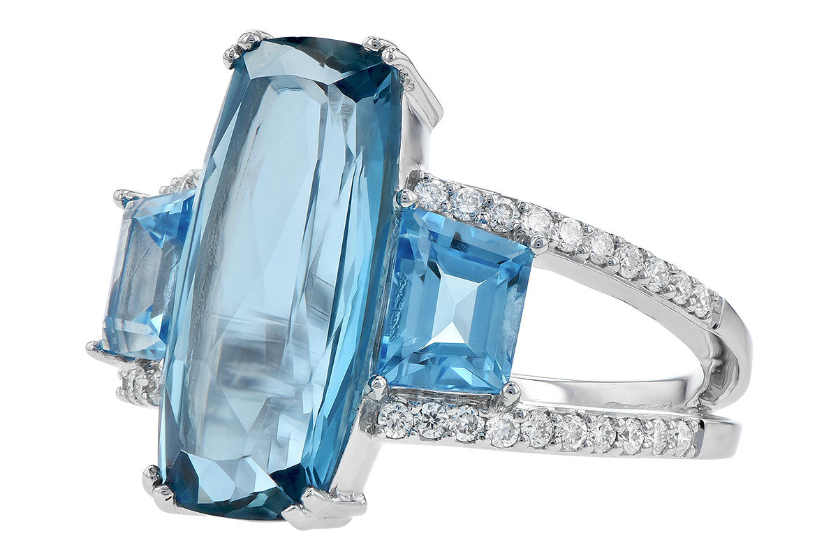 Allison Kaufman Blue Topaz & Diamond Ring in 14K White Gold, 6.67 ctw, alternate view