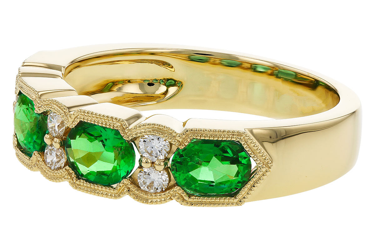 Allison Kaufman Emerald & Diamond Wedding Band in 14K Yellow Gold, 1.38 ctw, alternate view