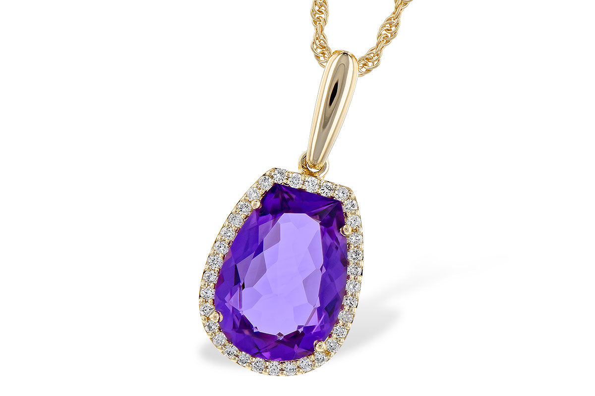 Allison Kaufman Amethyst & Diamond Necklace in 14K Yellow Gold, 3.15 ctw