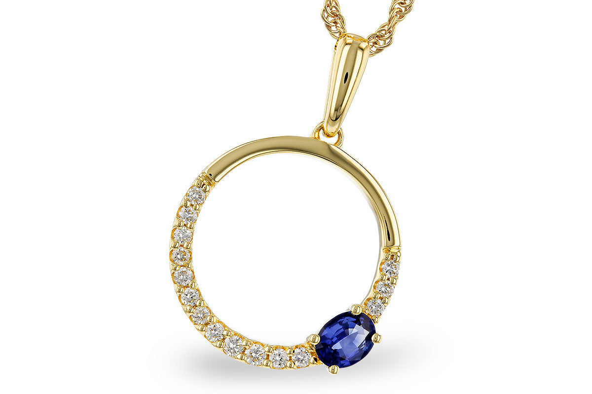 Allison Kaufman Sapphire & Diamond Necklace in 14K Yellow Gold, 0.43 ctw