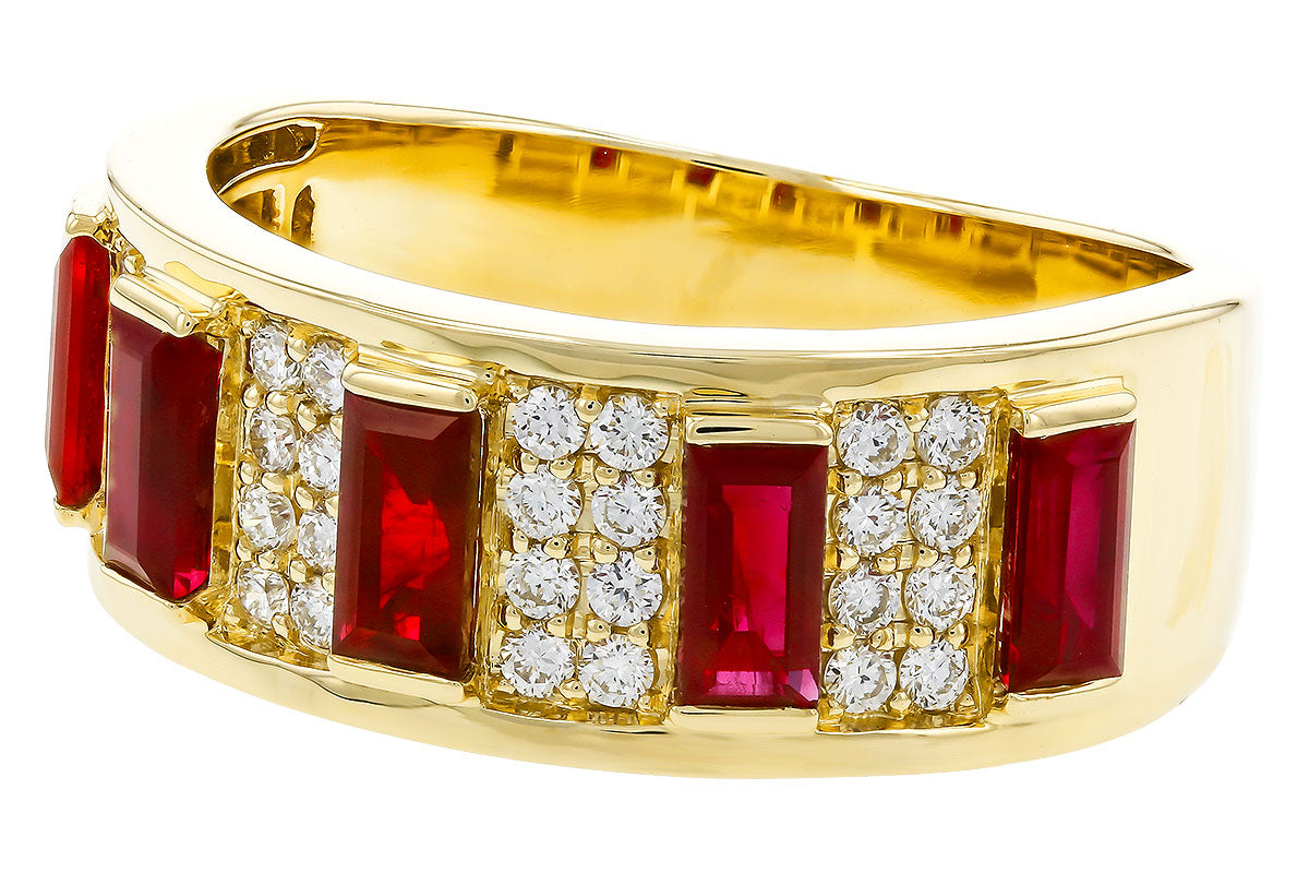Allison Kaufman Ruby & Diamond Wedding Band in 14K Yellow Gold, 1.69 ctw, alternate view