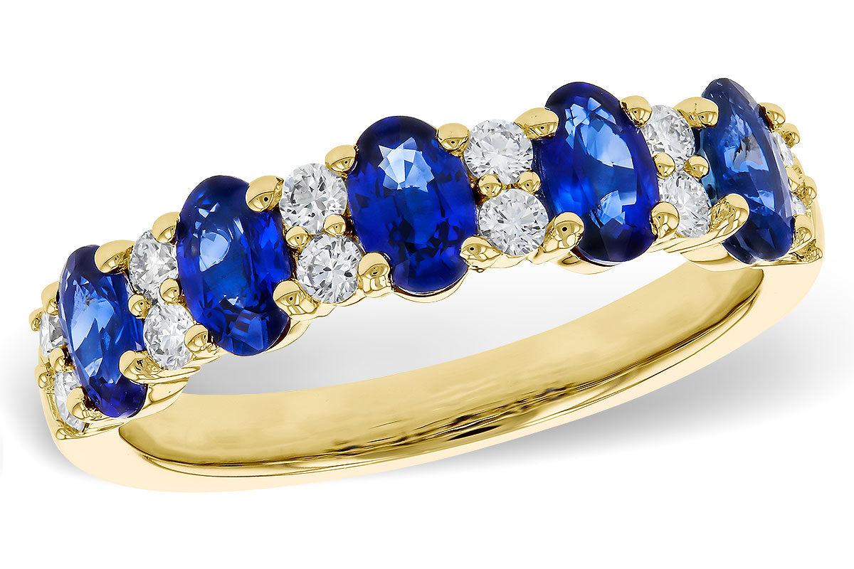Allison Kaufman Sapphire & Diamond Wedding Band in 14K Yellow Gold, 1.85 ctw