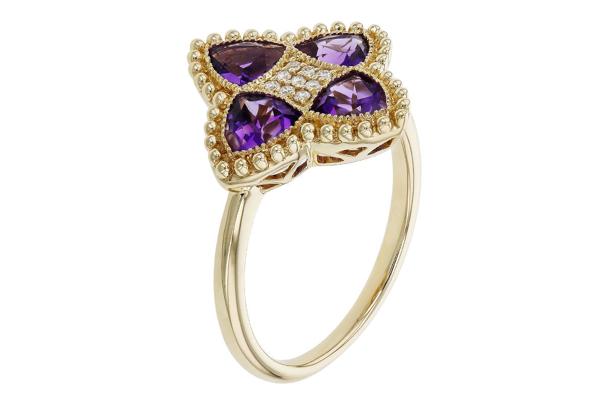 Allison Kaufman Amethyst & Diamond Ring in 14K Yellow Gold, 1.32 ctw (D6042), alternate view