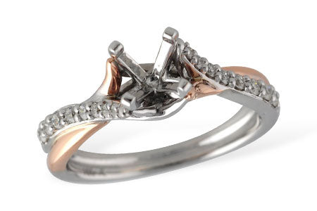 Allison Kaufman Diamond Engagement Ring Semi-Mount in 14K Two-Tone Gold, 0.23 ctw (LR131-23)