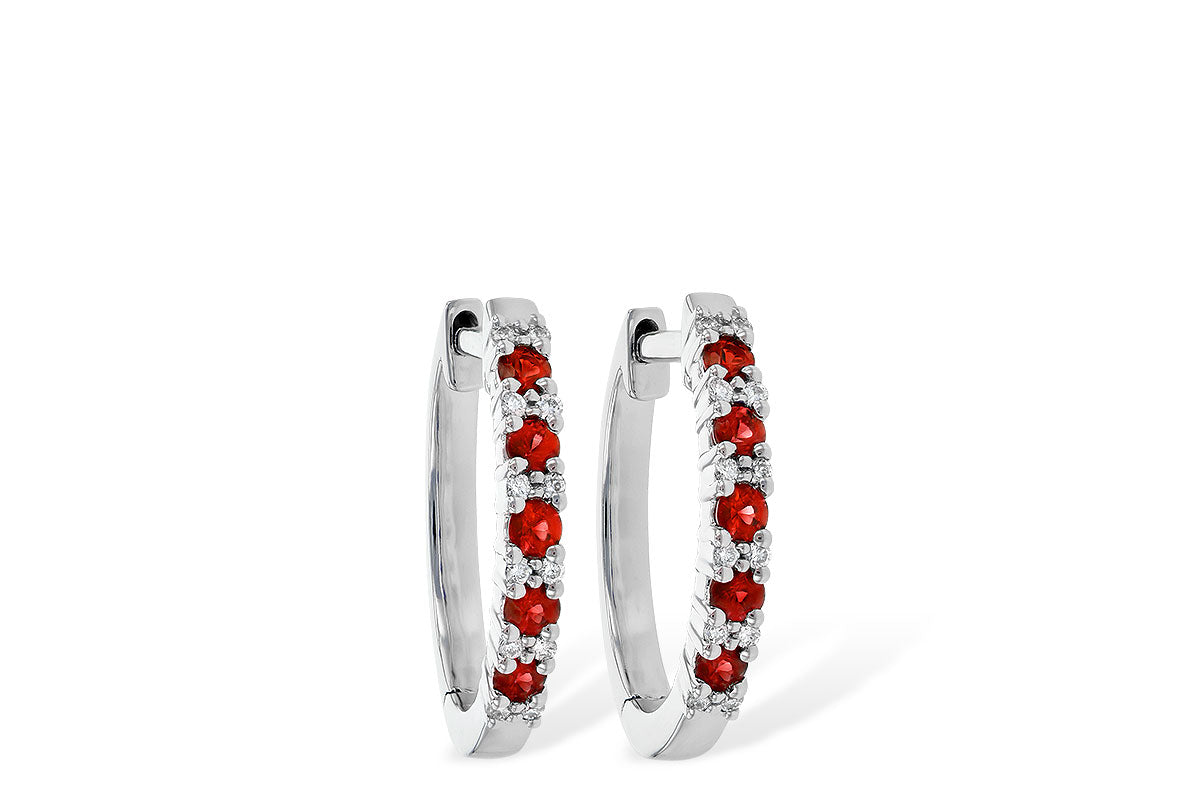 Allison Kaufman Ruby & Diamond Earrings in 14K White Gold, 0.30 ctw