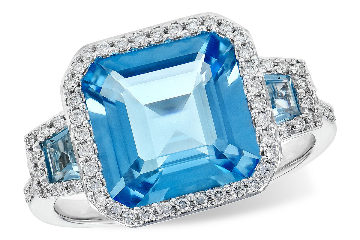 Allison Kaufman Blue Topaz & Diamond Ring in 14K White Gold, 4.60 ctw
